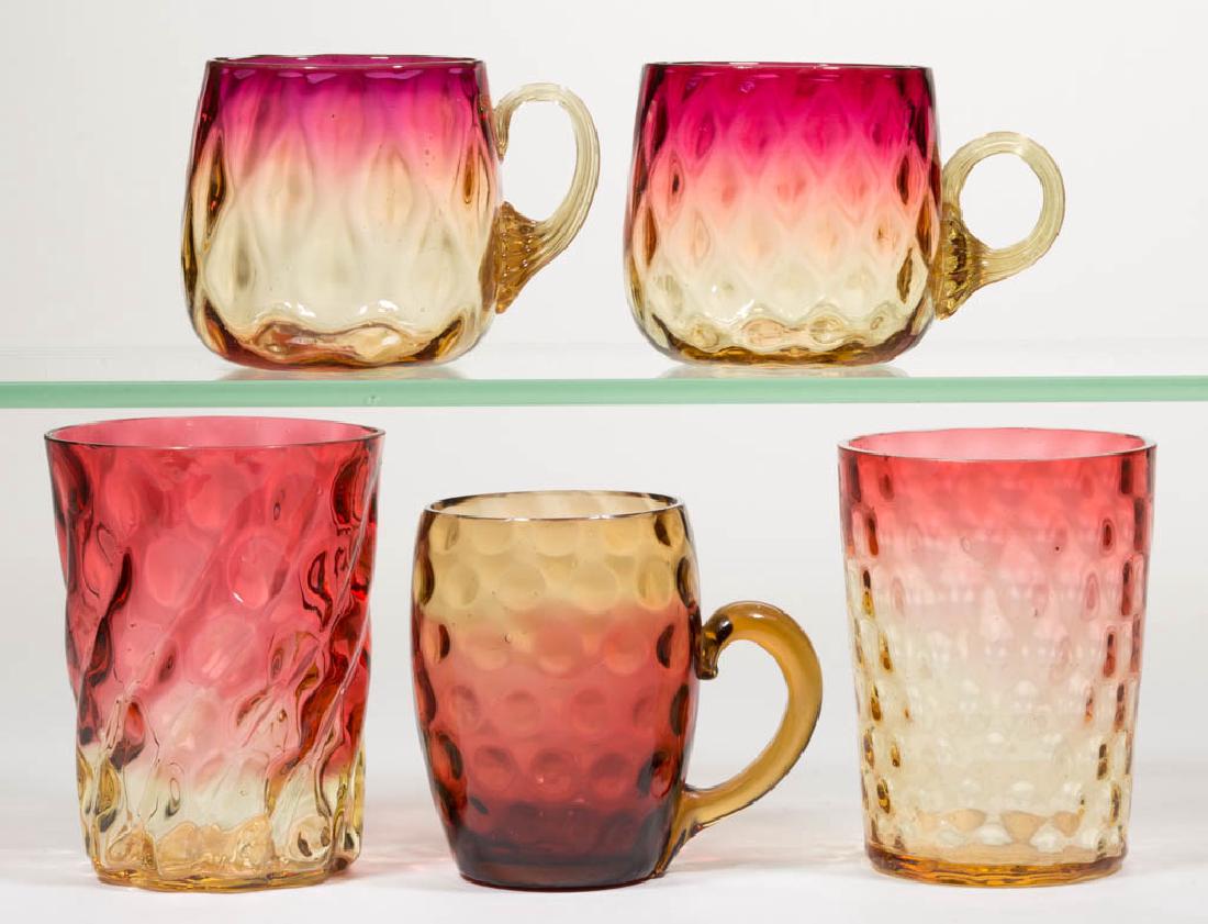 ASSORTED AMBERINA OPTIC DRINKING ARTICLES, LOT OF FIVE (1 of 1)