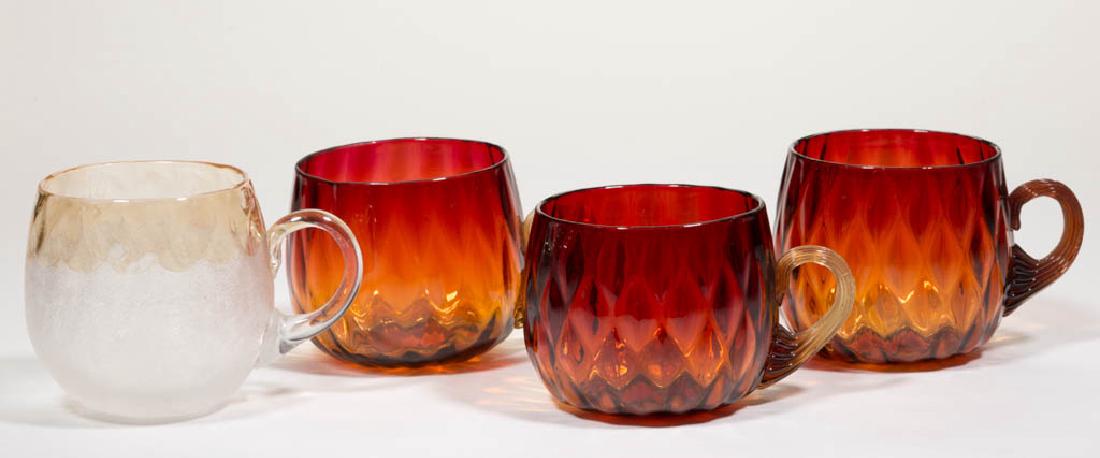 AMBERINA DIAMOND-OPTIC PUNCH CUPS, LOT OF THREE (1 of 1)