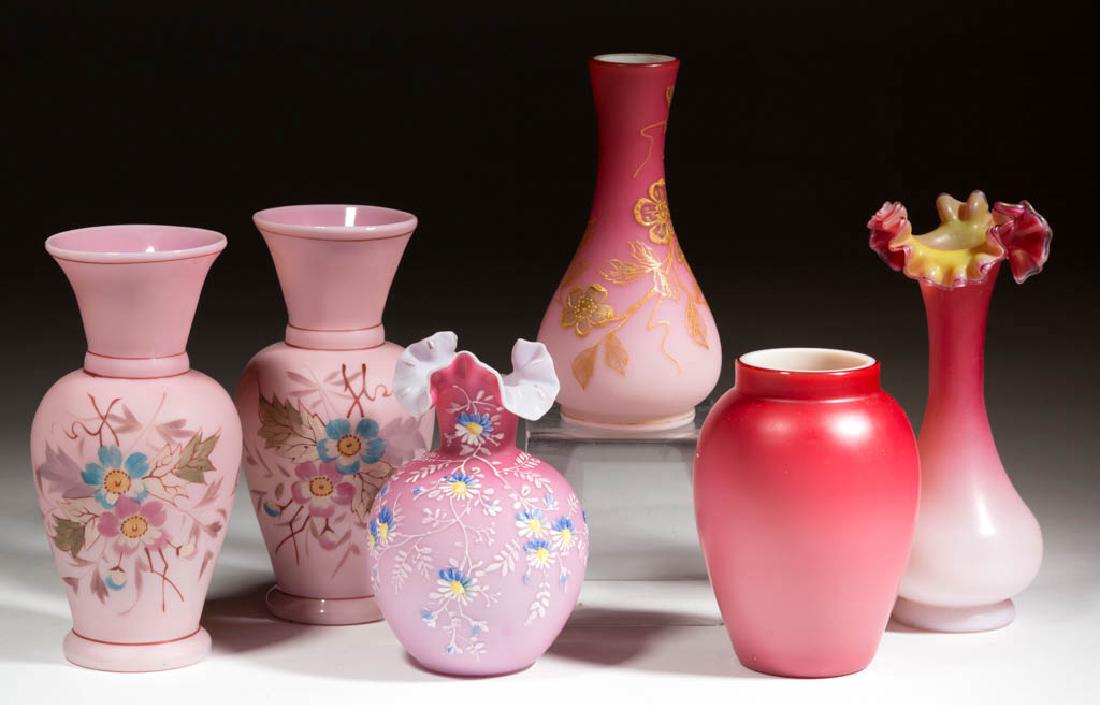 ASSORTED VICTORIAN GLASS VASES, LOT OF SIX (1 of 1)