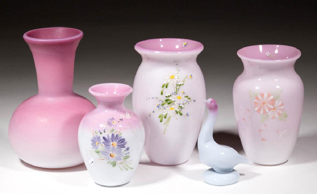 BRYDEN PAIRPOINT PEACHBLOW ART GLASS VASES, LOT OF FIVE (1 of 1)