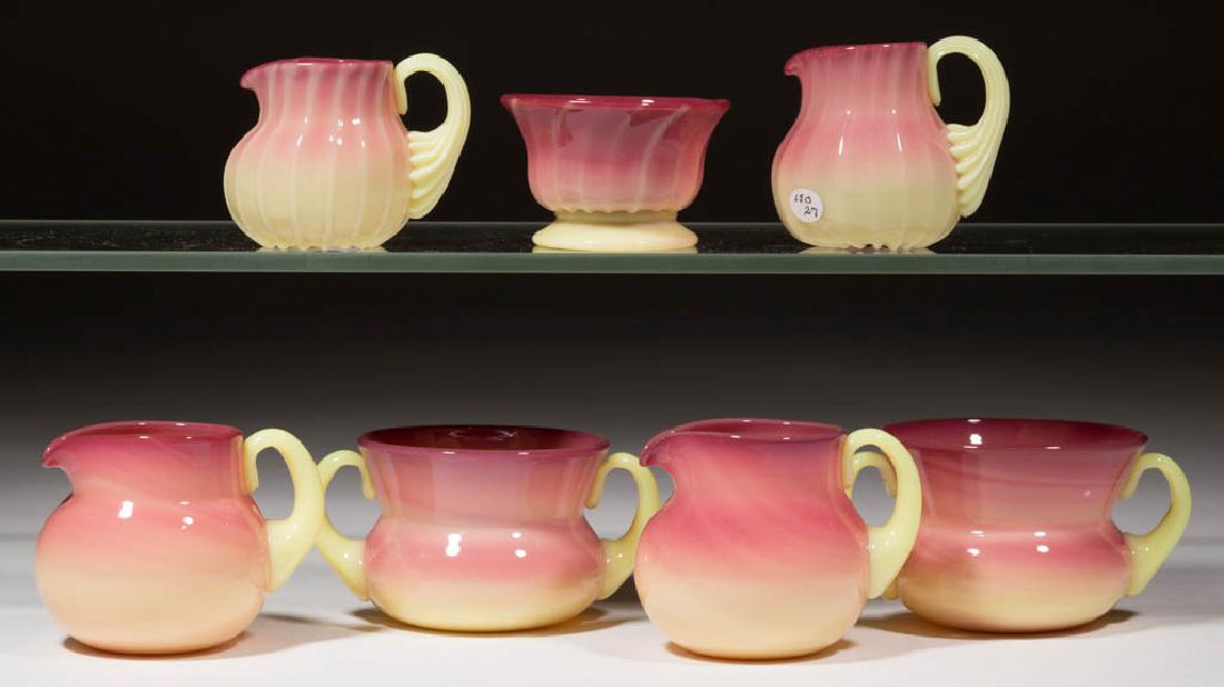 BRYDEN PAIRPOINT BURMESE ART GLASS TABLE ARTICLES, LOT (1 of 1)