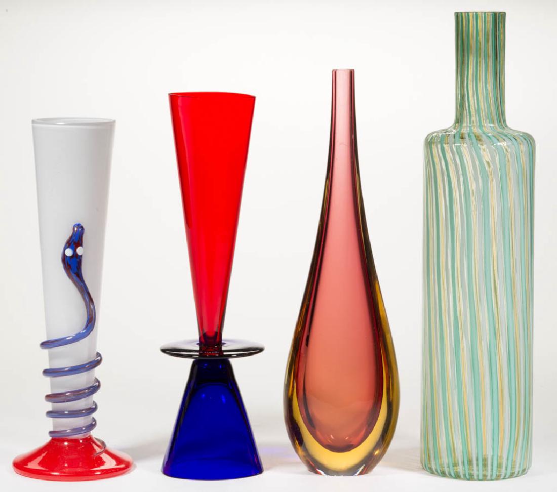 ASSORTED STUDIO ART GLASS VASES, LOT OF FOUR (1 of 3)