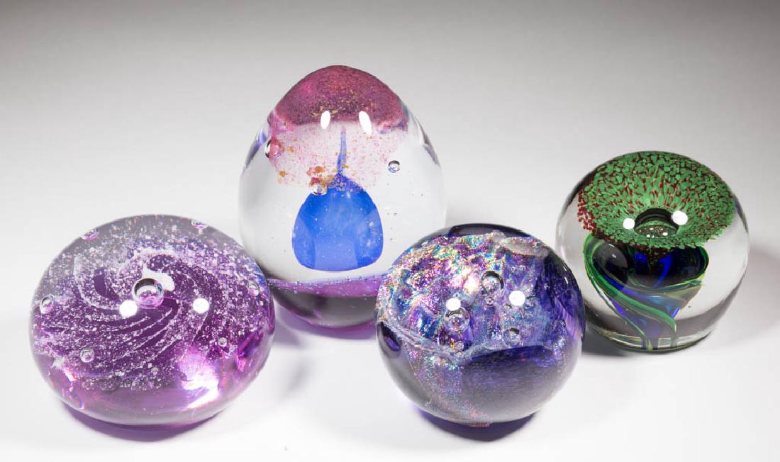 ASSORTED STUDIO ART GLASS PAPERWEIGHTS, LOT OF FOUR (1 of 1)