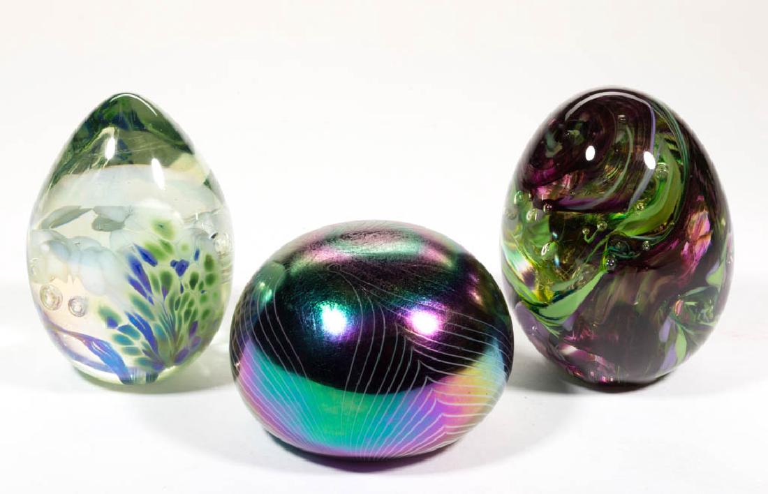ASSORTED STUDIO ART GLASS PAPERWEIGHTS, LOT OF THREE (1 of 1)
