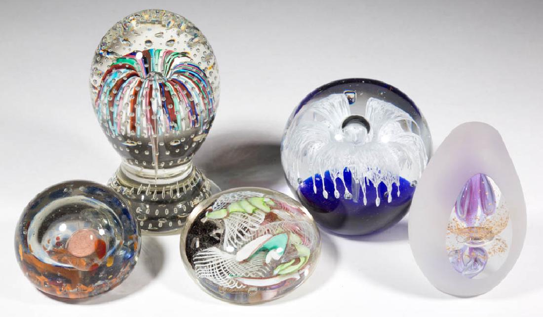 ASSORTED ART GLASS PAPERWEIGHTS, LOT OF FIVE (1 of 1)