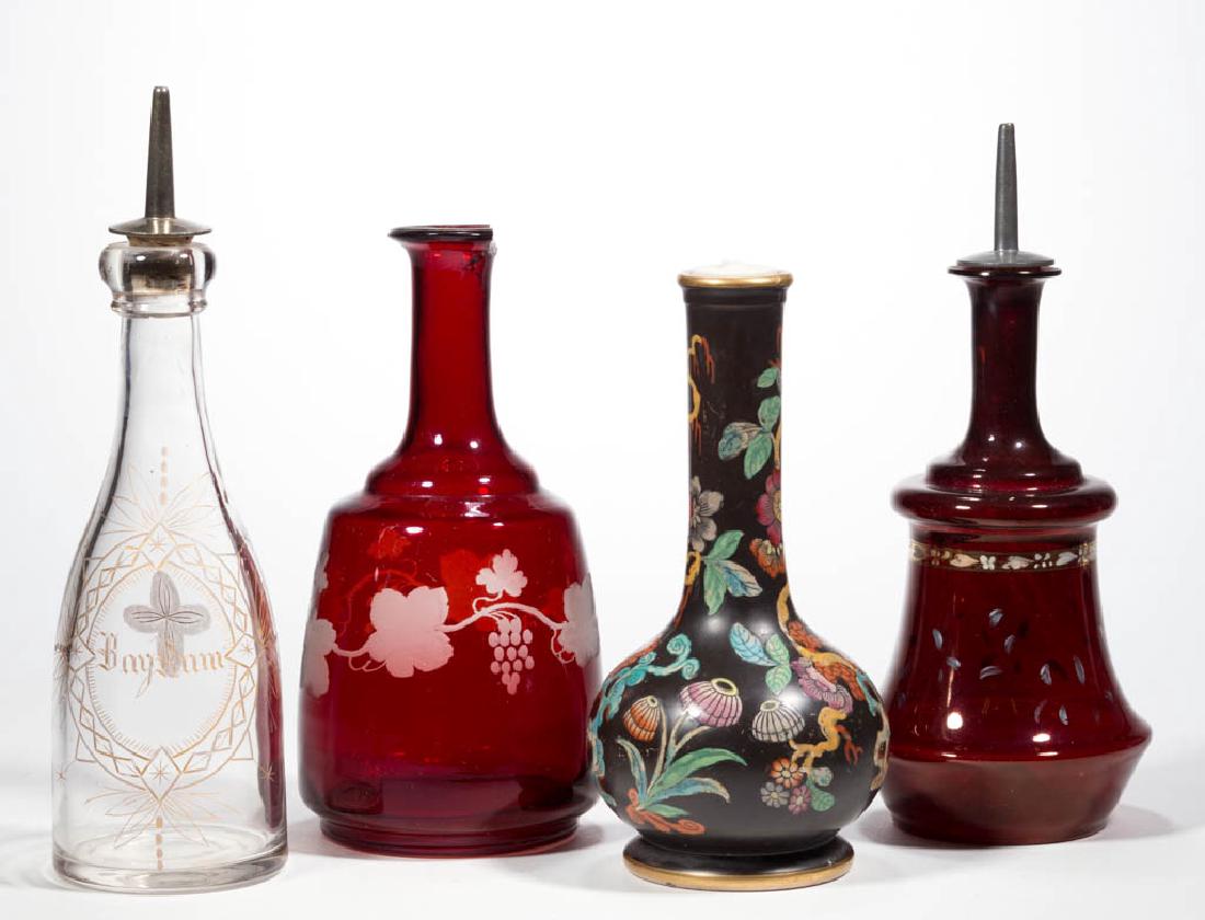 ASSORTED GLASS BITTERS / BARBER'S BOTTLES, LOT OF THREE (1 of 1)