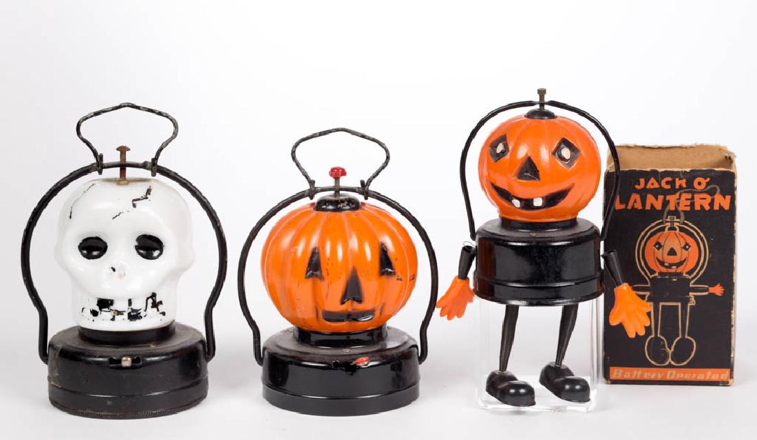 ASSORTED VINTAGE HALLOWEEN FIGURAL BATTERY LANTERNS, (1 of 1)
