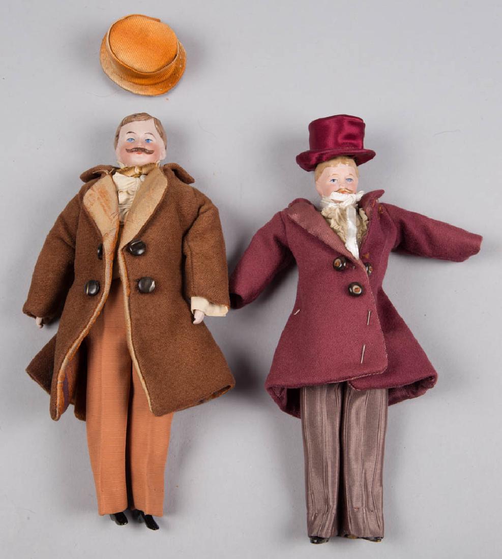 GERMAN BISQUE-HEAD CHARACTER MAN DOLLS, LOT OF TWO (1 of 1)