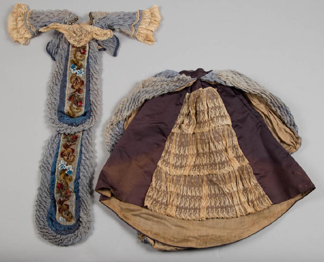 VICTORIAN SILK AND LACE DOLL DRESS WITH CAPE (1 of 2)