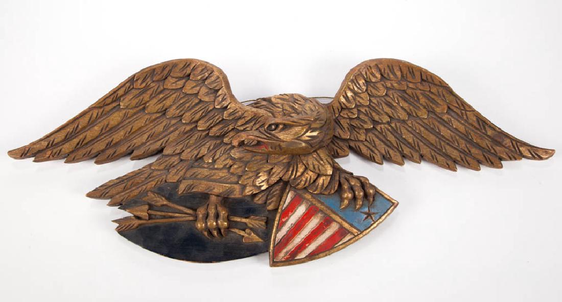 AMERICAN FOLK ART CARVED AND PAINTED EAGLE PLAQUE (1 of 2)