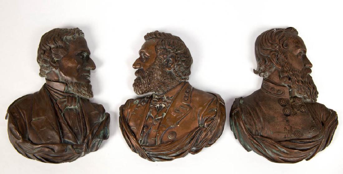 CIVIL WAR HISTORICAL COPPER WALL PLAQUES, LOT OF THREE (1 of 2)