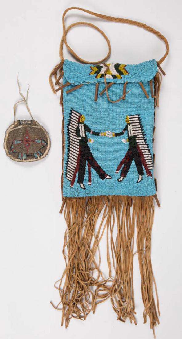 NATIVE AMERICAN / PLAINS INDIAN BEADED BAGS, LOT OF TWO (1 of 5)