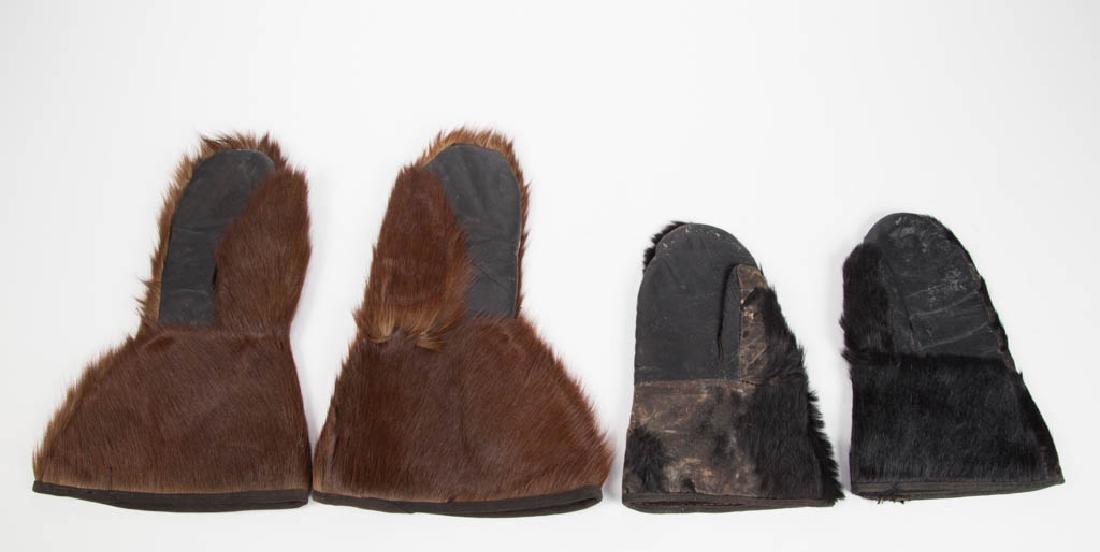 VINTAGE HIDE GLOVES / GAUNTLETS, TWO PAIR (1 of 2)