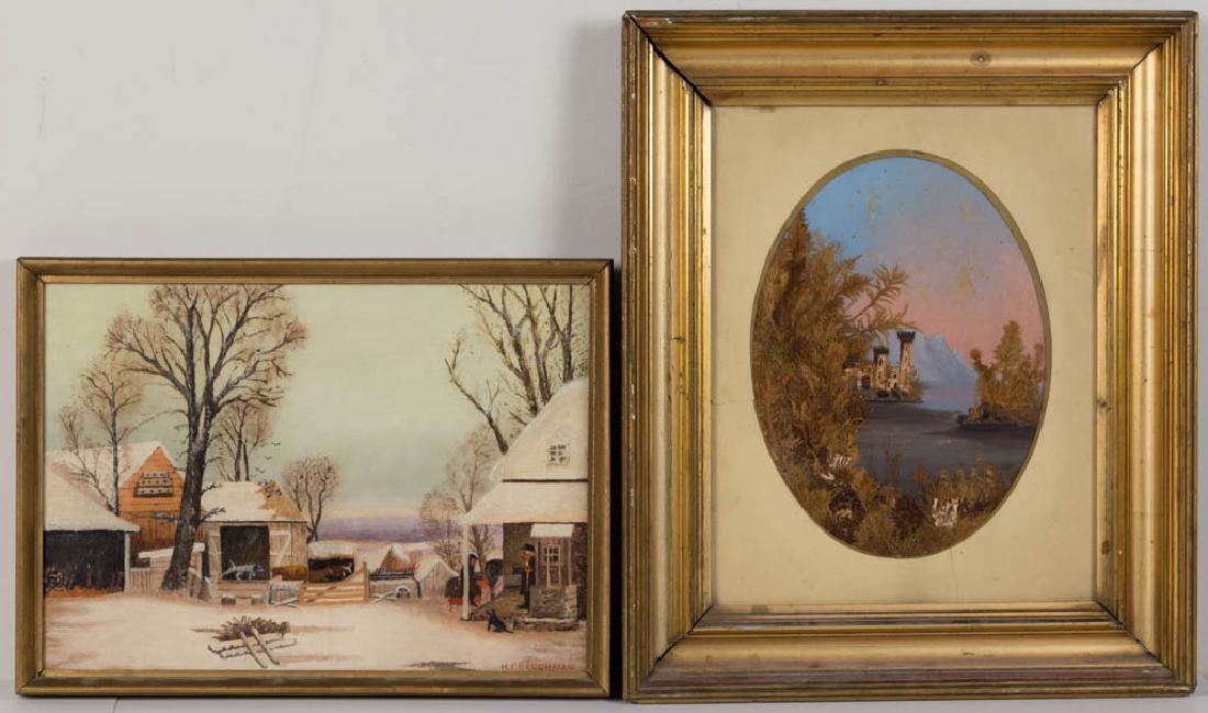 AMERICAN SCHOOL (20TH CENTURY) FOLK ART WINTER GENRE (1 of 4)