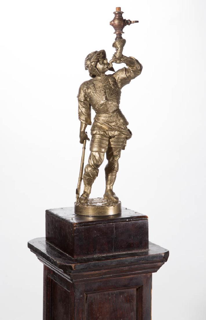 VICTORIAN CAST-METAL FIGURAL GAS LAMP (1 of 3)