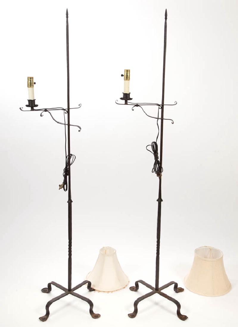 ASSORTED WROUGHT-IRON ADJUSTABLE FLOOR LAMPS, NEAR PAIR (1 of 1)