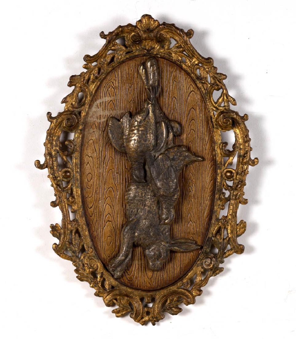 VICTORIAN CAST-IRON AND BRASS DEAD GAME WALL PLAQUE (1 of 2)