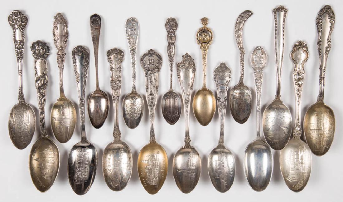 STERLING SILVER SOUVENIR SPOONS, LOT OF 17 (1 of 1)