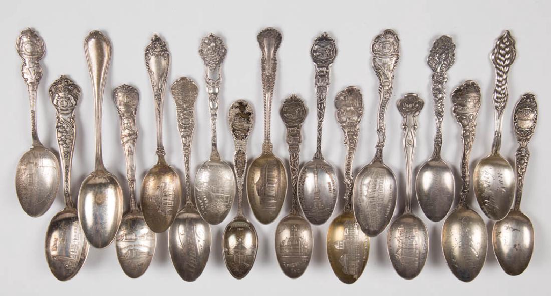 STERLING SILVER SOUVENIR SPOONS, LOT OF 18 (1 of 1)
