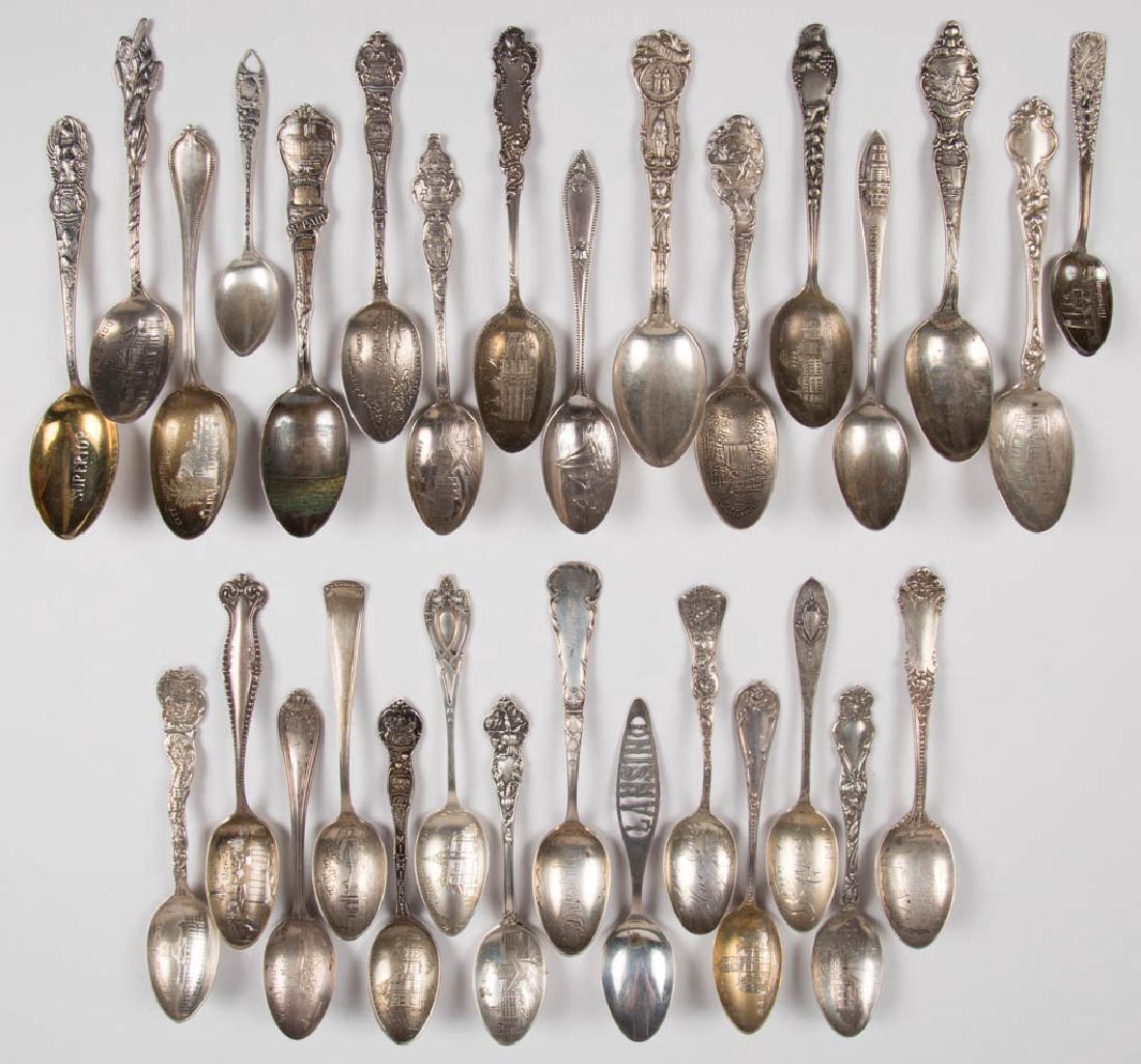 STERLING SILVER SOUVENIR SPOONS, LOT OF 30 (1 of 1)