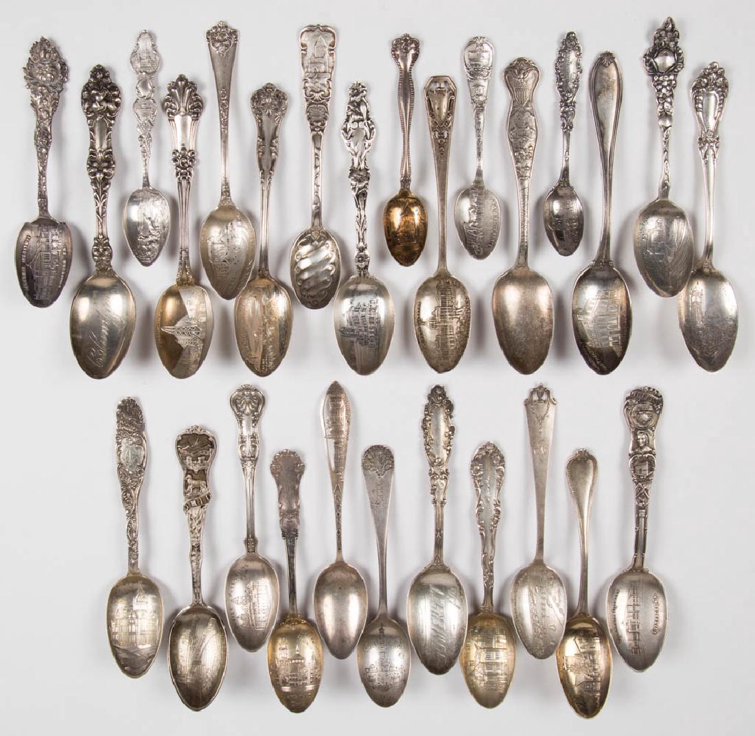 STERLING SILVER SOUVENIR SPOONS, LOT OF 27 (1 of 1)