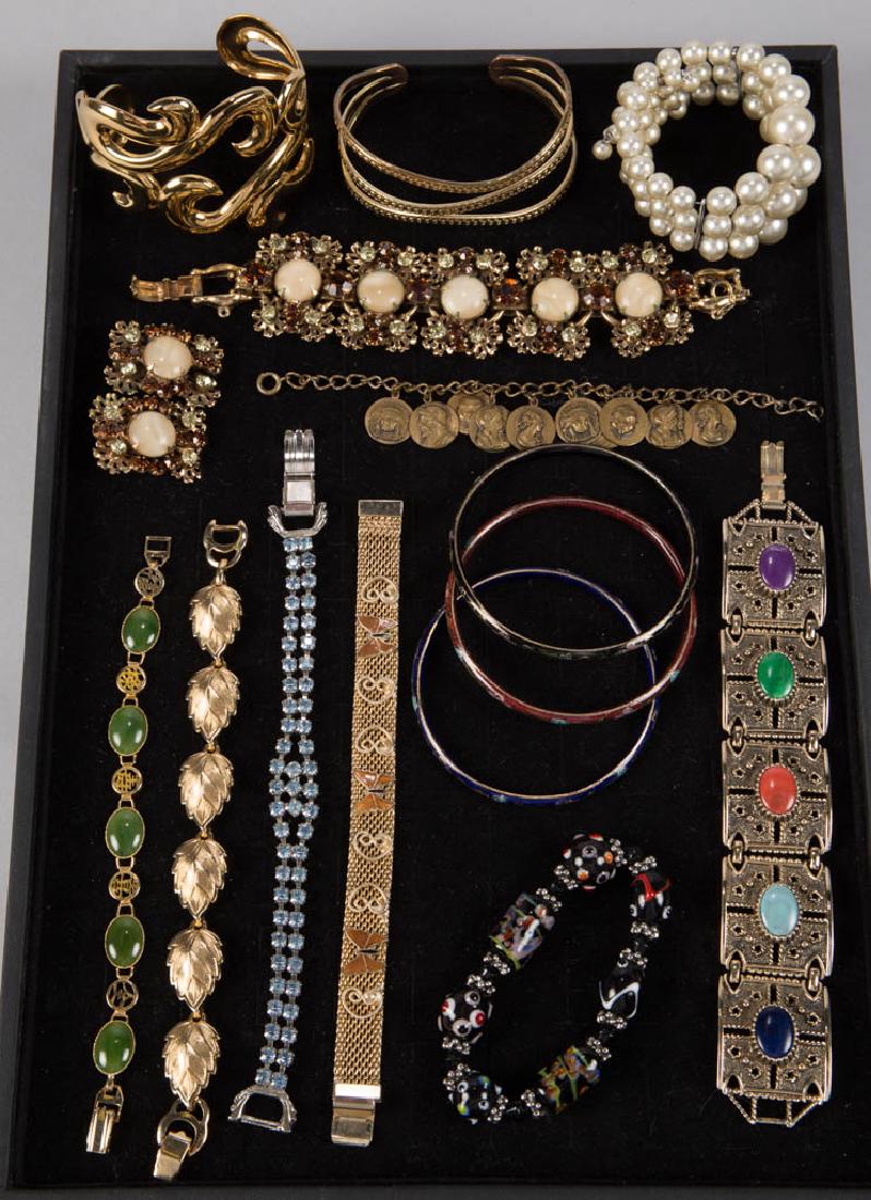 VINTAGE COSTUME JEWELRY BRACELETS, LOT OF 14 (1 of 3)