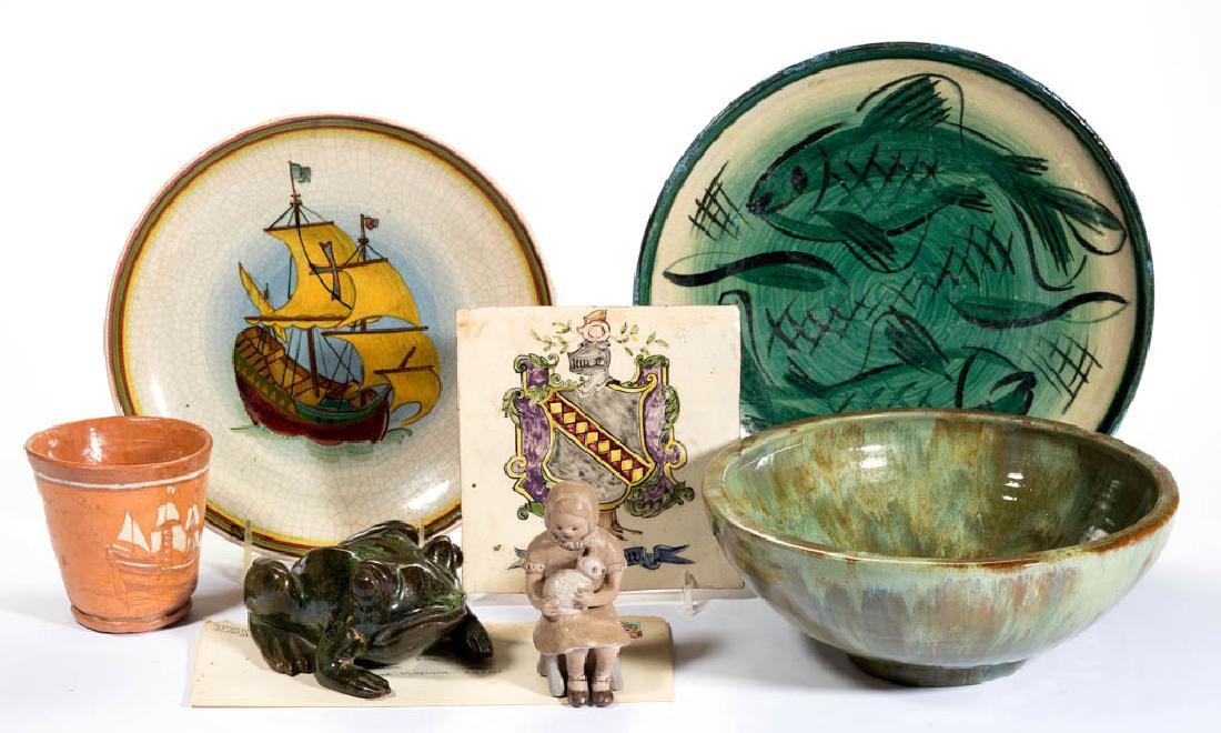 WINSLOW ANDERSON PLYMOUTH POTTERY CERAMIC ARTICLES, LOT (1 of 3)