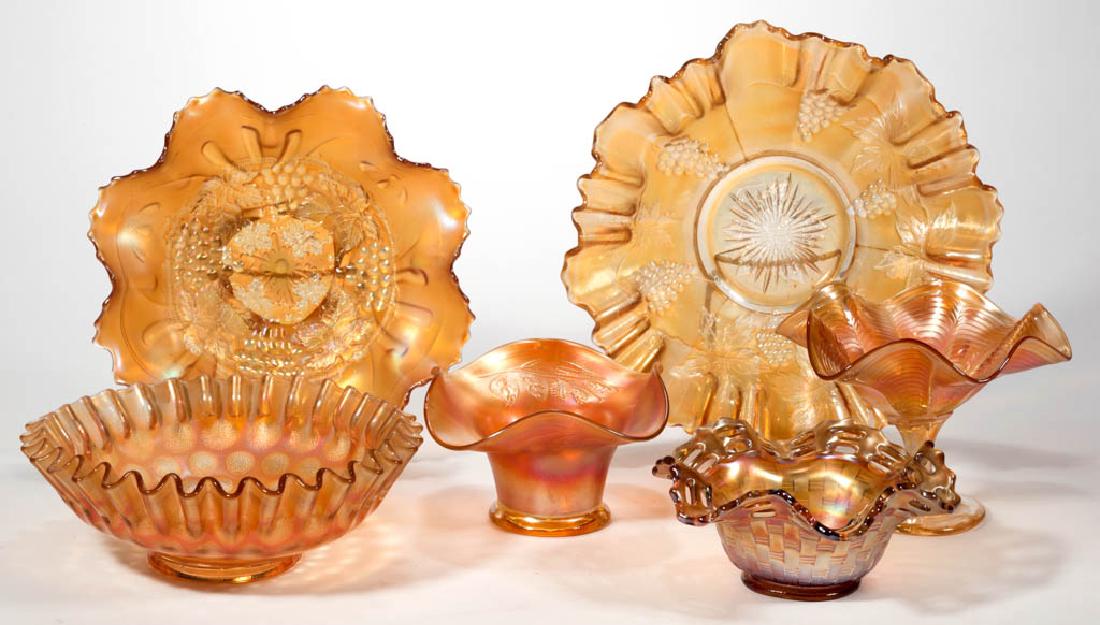 ASSORTED CARNIVAL GLASS ARTICLES, LOT OF SIX (1 of 1)