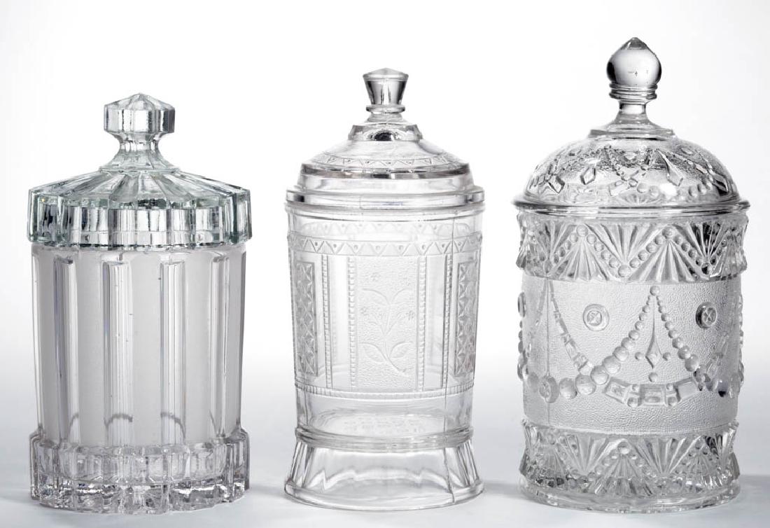 ASSORTED EAPG JAM / PICKLE JARS, LOT OF THREE (1 of 1)