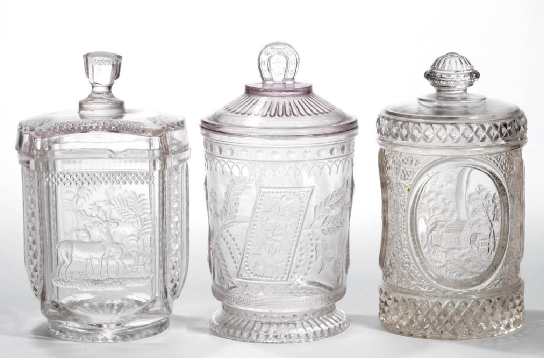 ASSORTED EAPG JAM / PICKLE JARS, LOT OF THREE (1 of 1)