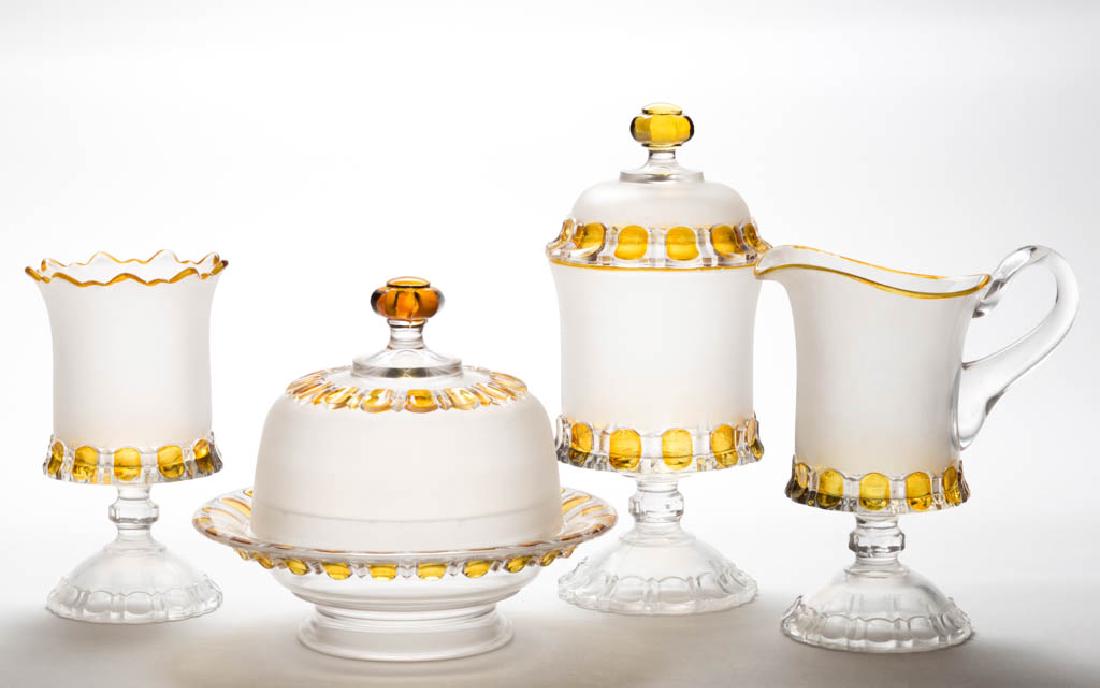 ADAMS APOLLO - AMBER-STAINED FOUR-PIECE TABLE SET (1 of 1)