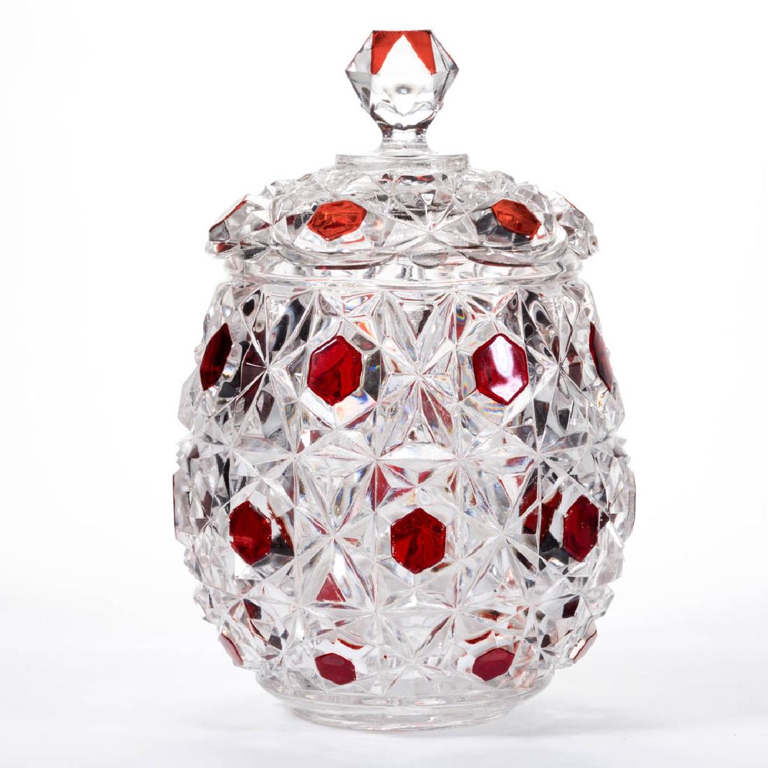 BIG BUTTON - RUBY-STAINED CRACKER JAR (1 of 1)