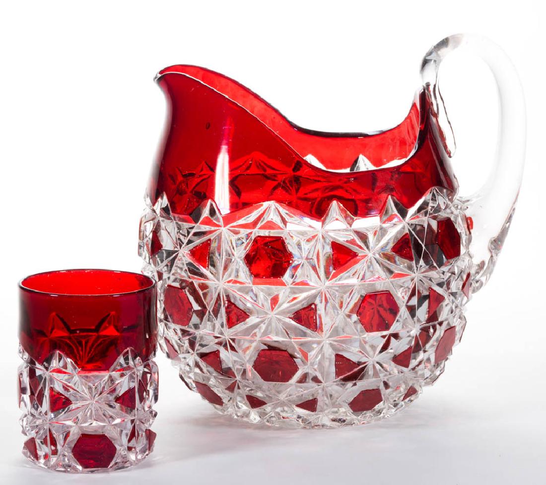 BLOCK AND LATTICE - RUBY-STAINED WATER PITCHER AND (1 of 1)