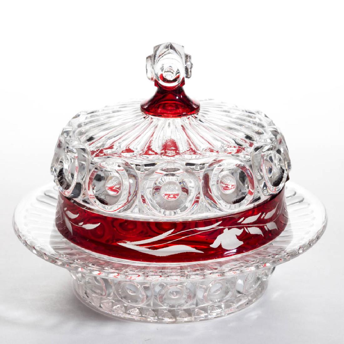 CO-OP'S ROYAL - RUBY-STAINED COVERED BUTTER DISH (1 of 1)