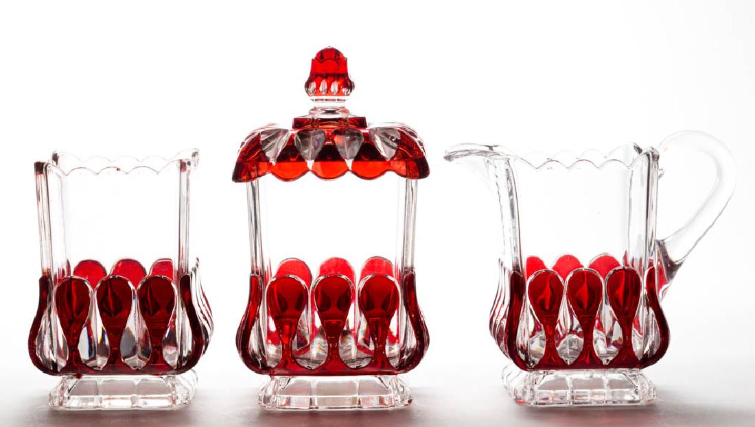 CRYSTAL WEDDING (OMN) - RUBY-STAINED THREE-PIECE TABLE (1 of 1)