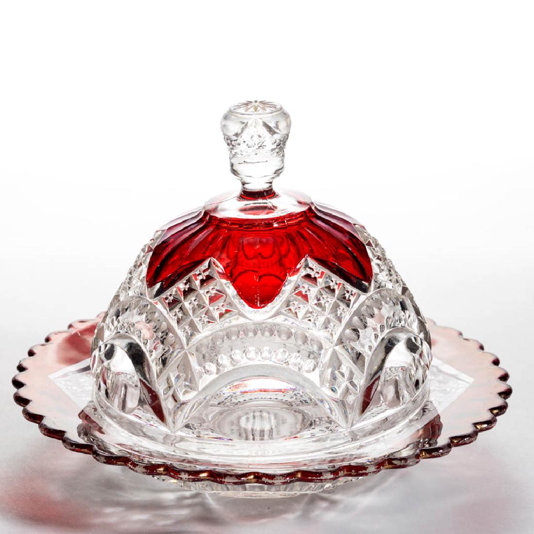 DALTON - RUBY-STAINED BUTTER DISH (1 of 1)