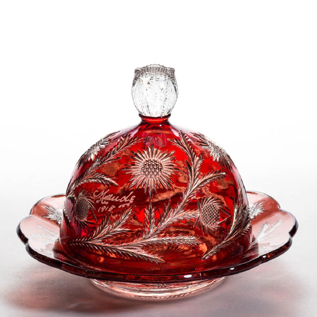 DUNCAN NO. 80 / SUNFLOWER PATCH - RUBY-STAINED COVERED (1 of 1)