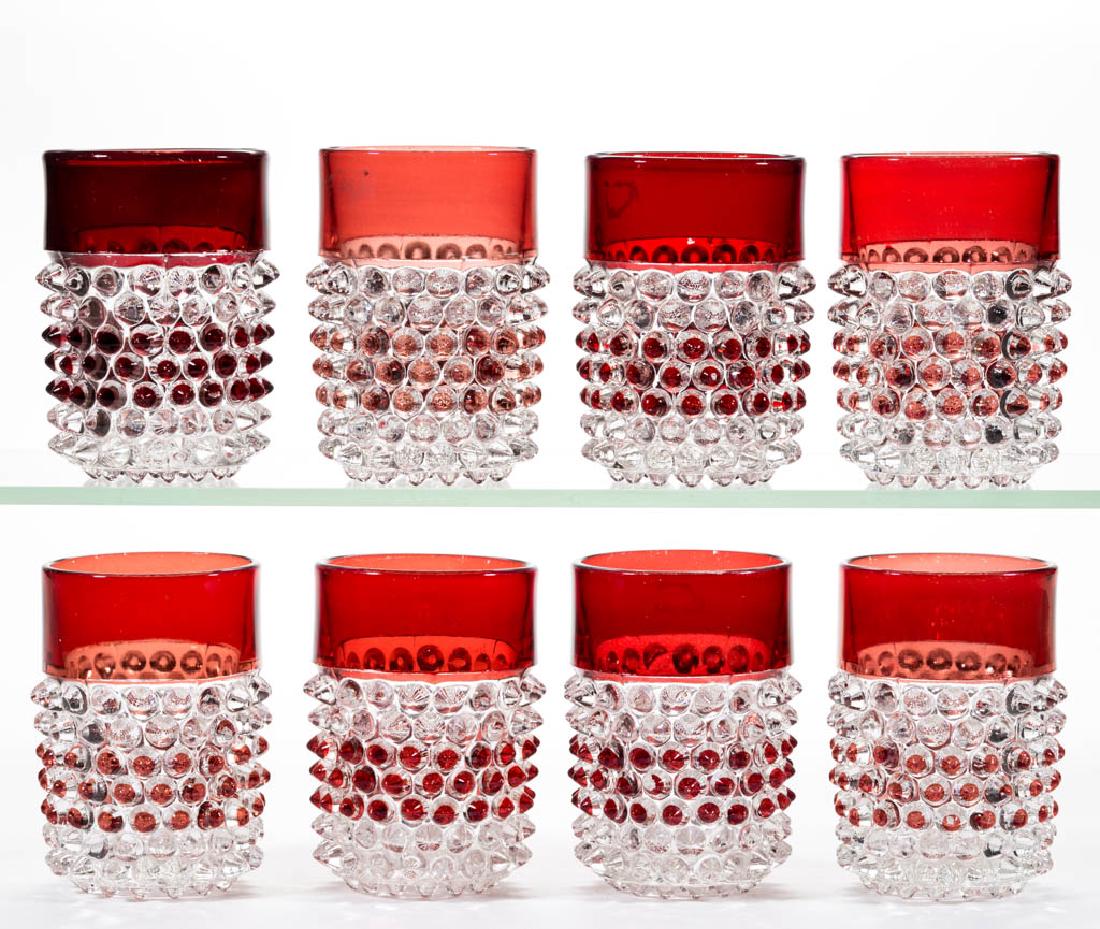 HOBNAIL WITH THUMBPRINT BASE - RUBY-STAINED TUMBLERS, (1 of 1)