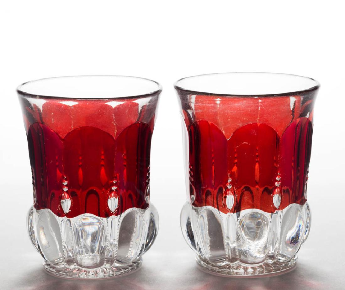 MICHIGAN / LOOP AND PILLAR - RUBY-STAINED TUMBLERS, (1 of 1)