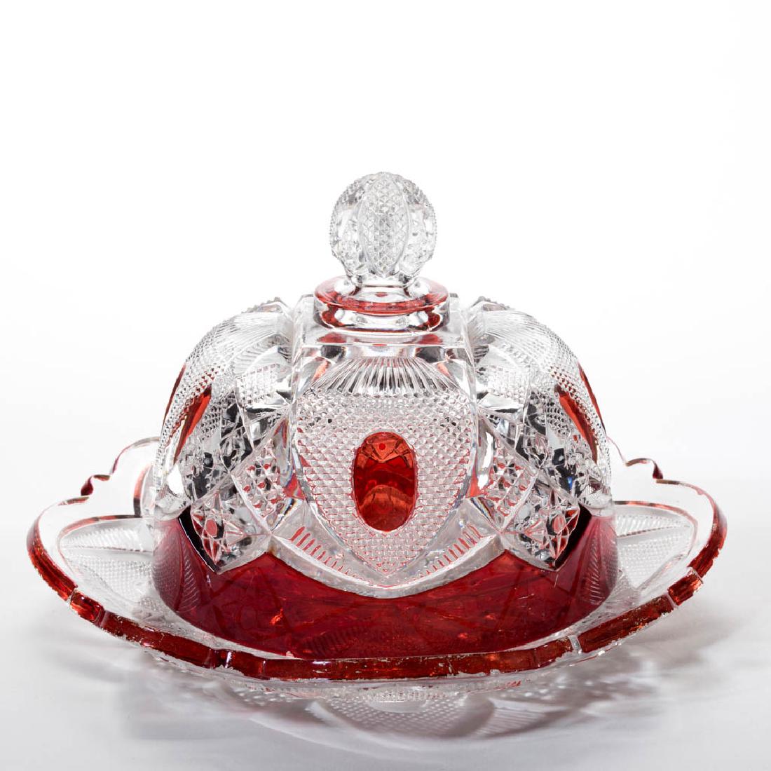 NEW HAMPSHIRE (OMN) - RUBY-STAINED COVERED BUTTER DISH (1 of 1)