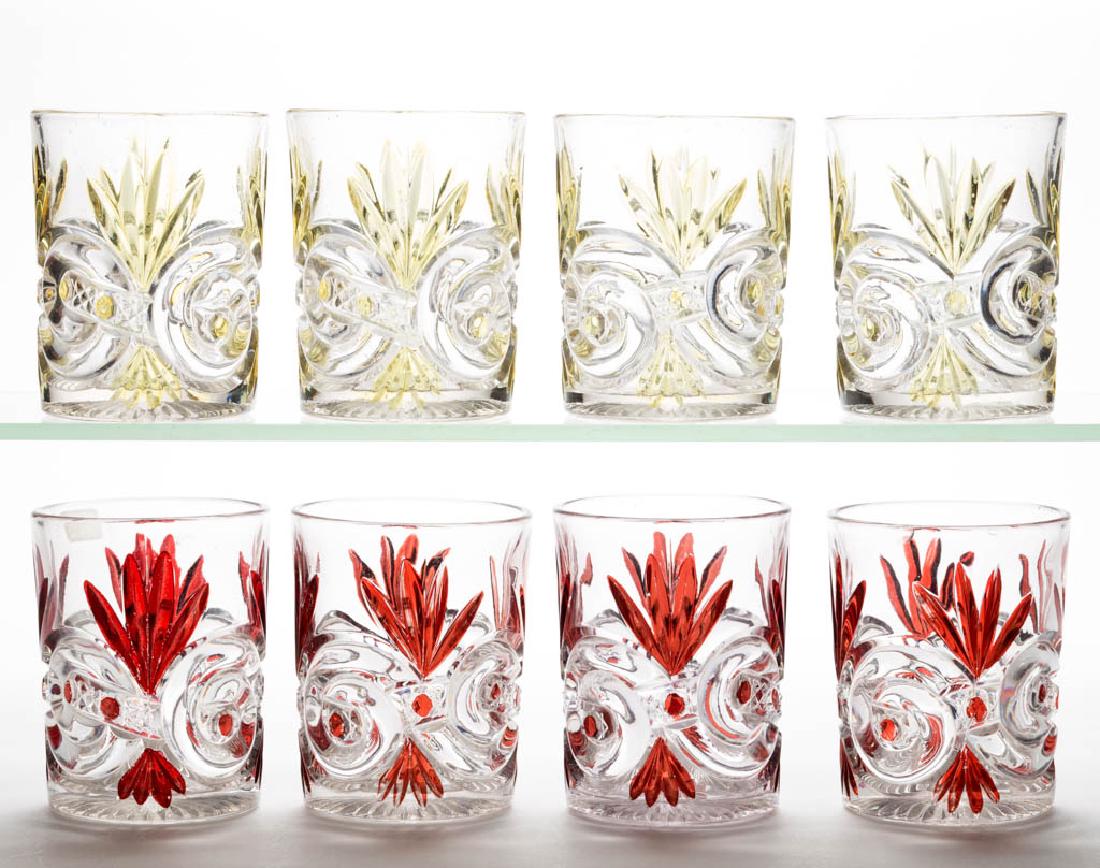 SCROLL WITH CANE BAND - STAINED TUMBLERS, LOT OF EIGHT (1 of 1)