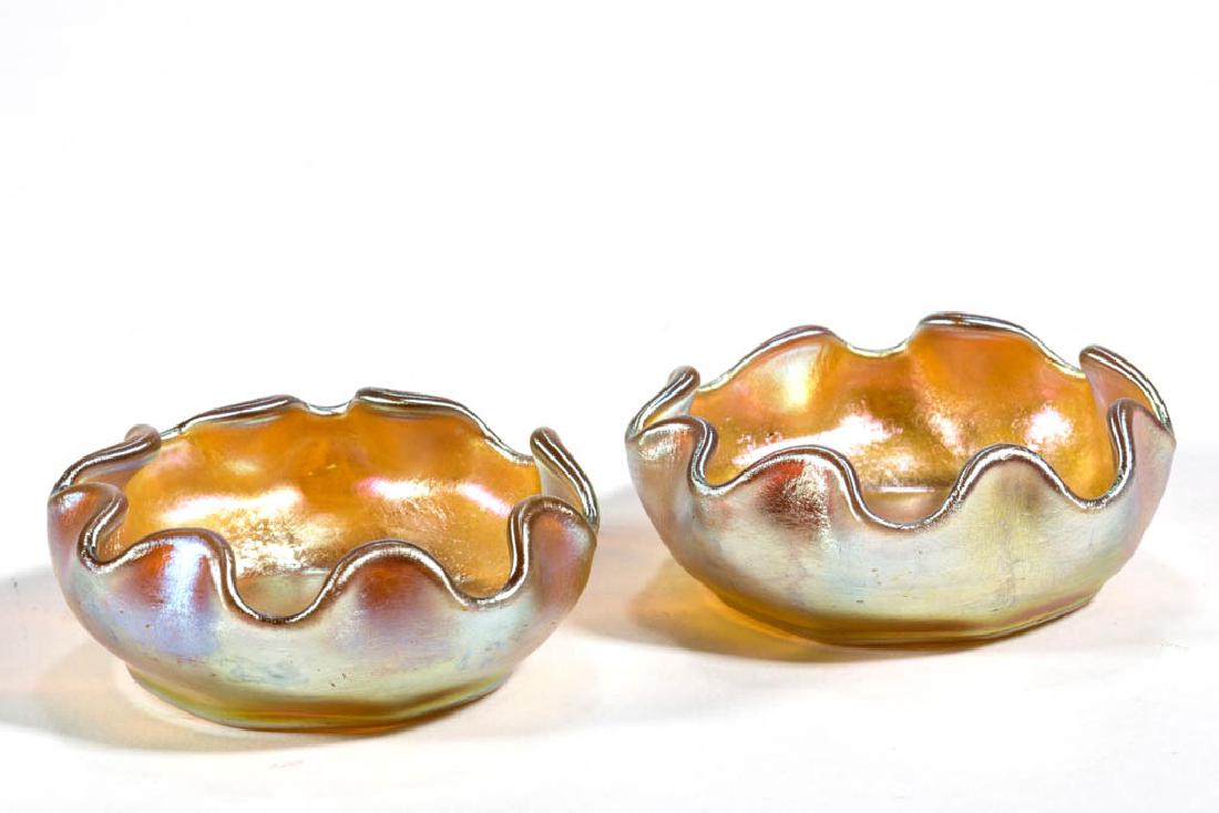 TIFFANY FAVRILE GOLDEN IRIDESCENT OPEN SALTS, LOT OF (1 of 2)