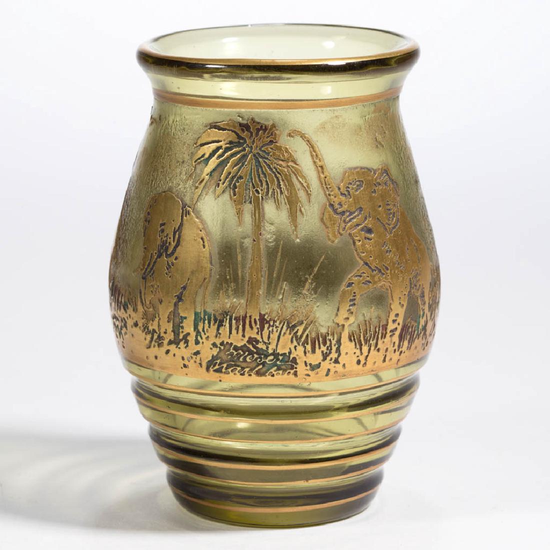 MOSER ELEPHANT CAMEO ART GLASS CABINET VASE (1 of 3)