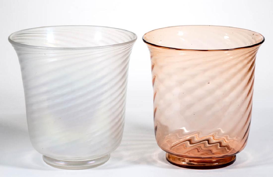 STEUBEN ART GLASS SWIRL RIBBED VASES, LOT OF TWO (1 of 1)