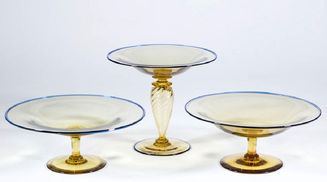 STEUBEN ART GLASS TAZZAS, LOT OF THREE (1 of 1)