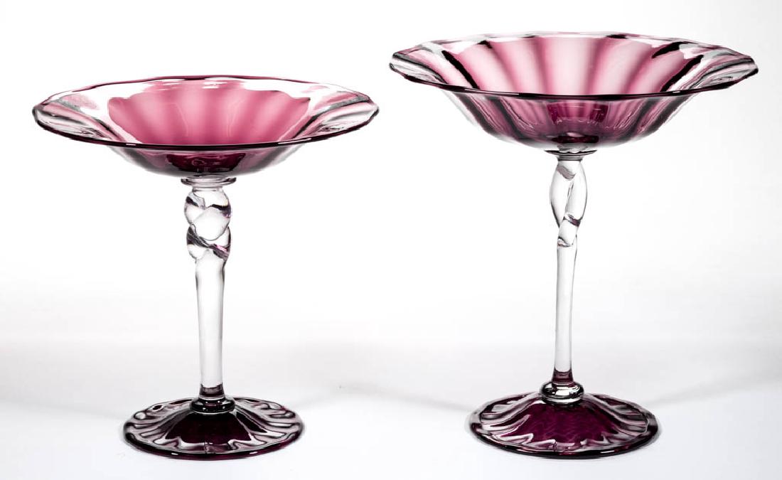 STEUBEN PANEL-OPTIC ART GLASS TAZZAS, LOT OF TWO (1 of 1)