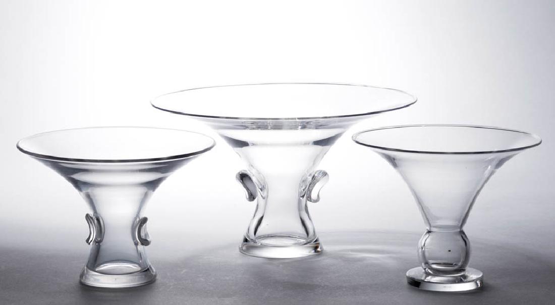 STEUBEN CRYSTAL ART GLASS VASES, LOT OF THREE (1 of 1)