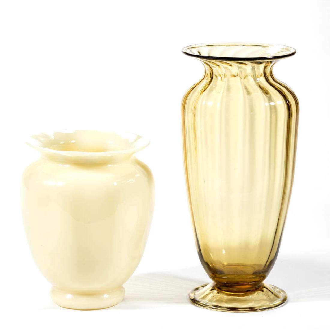 STEUBEN RIB-OPTIC ART GLASS VASES, LOT OF TWO (1 of 1)