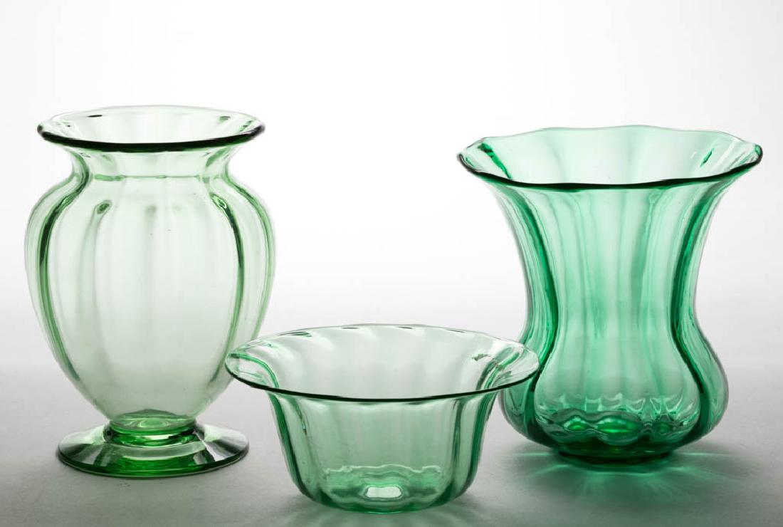 STEUBEN PANEL-OPTIC ART GLASS ARTICLES, LOT OF THREE (1 of 1)