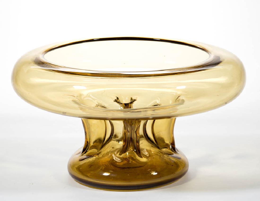 STEUBEN AMBER ART GLASS FOOTED BOWL (1 of 1)